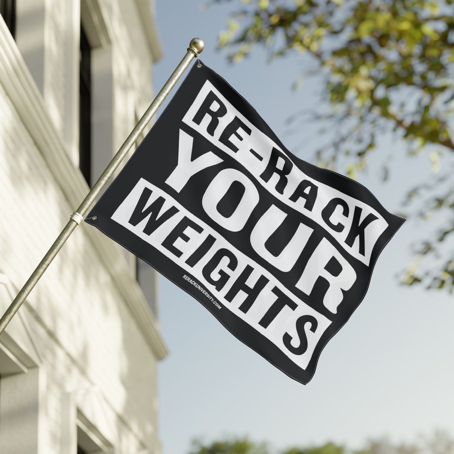 Re-Rack Your Weights Flag | Double Sided Gym Banner