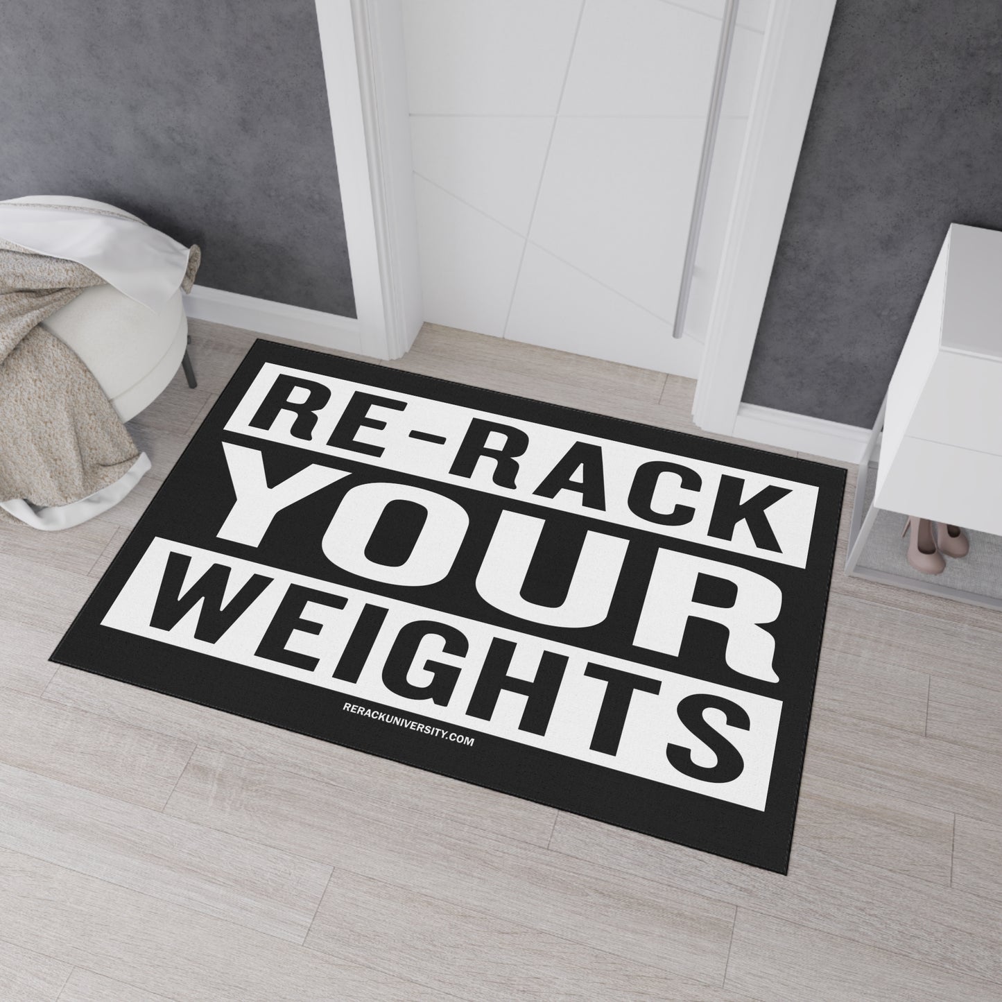 Fitness Floor Mat - 'Re-Rack Your Weights' Heavy Duty Gym Mat