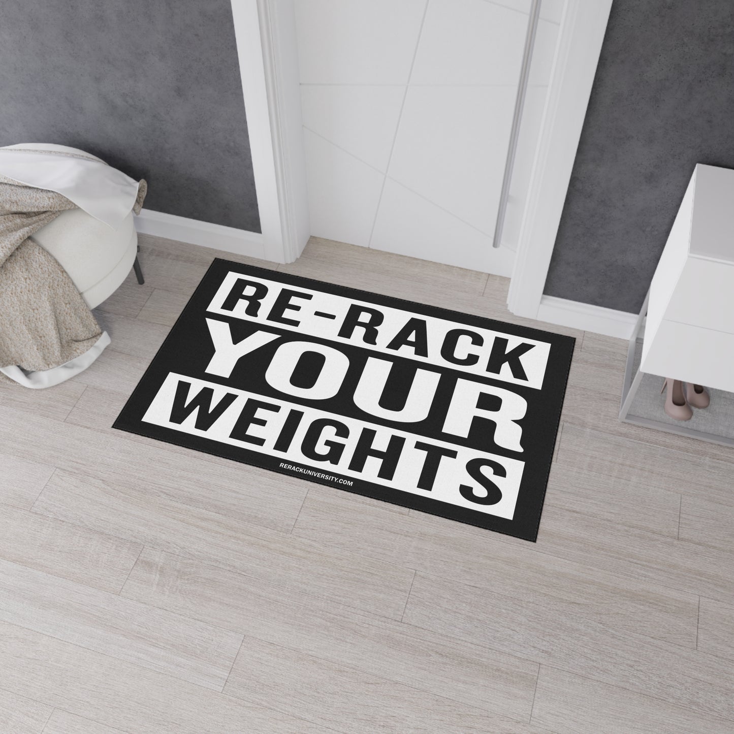 Fitness Floor Mat - 'Re-Rack Your Weights' Heavy Duty Gym Mat