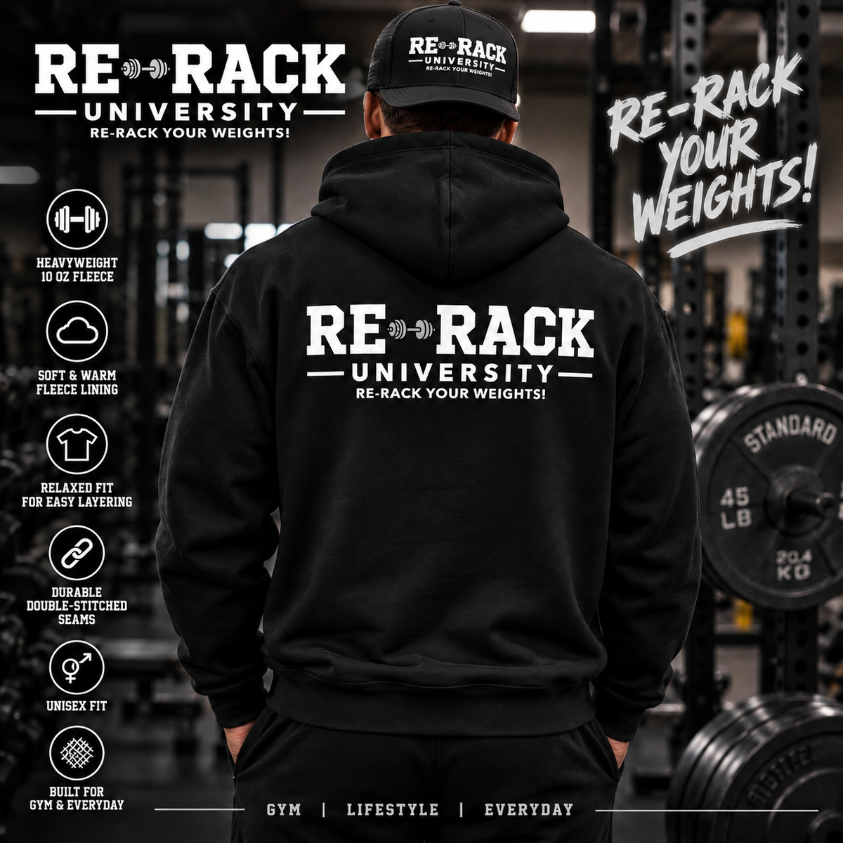 Re-Rack University Heavyweight Gym Hoodie